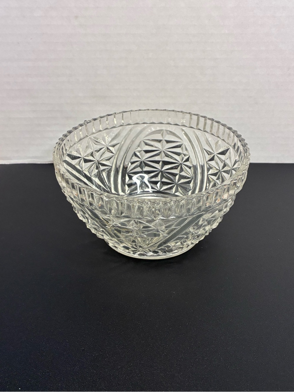 Vintage Anchor Hocking Stars And Bars Small Clear Glass Bowl Candy Dessert 5 In
